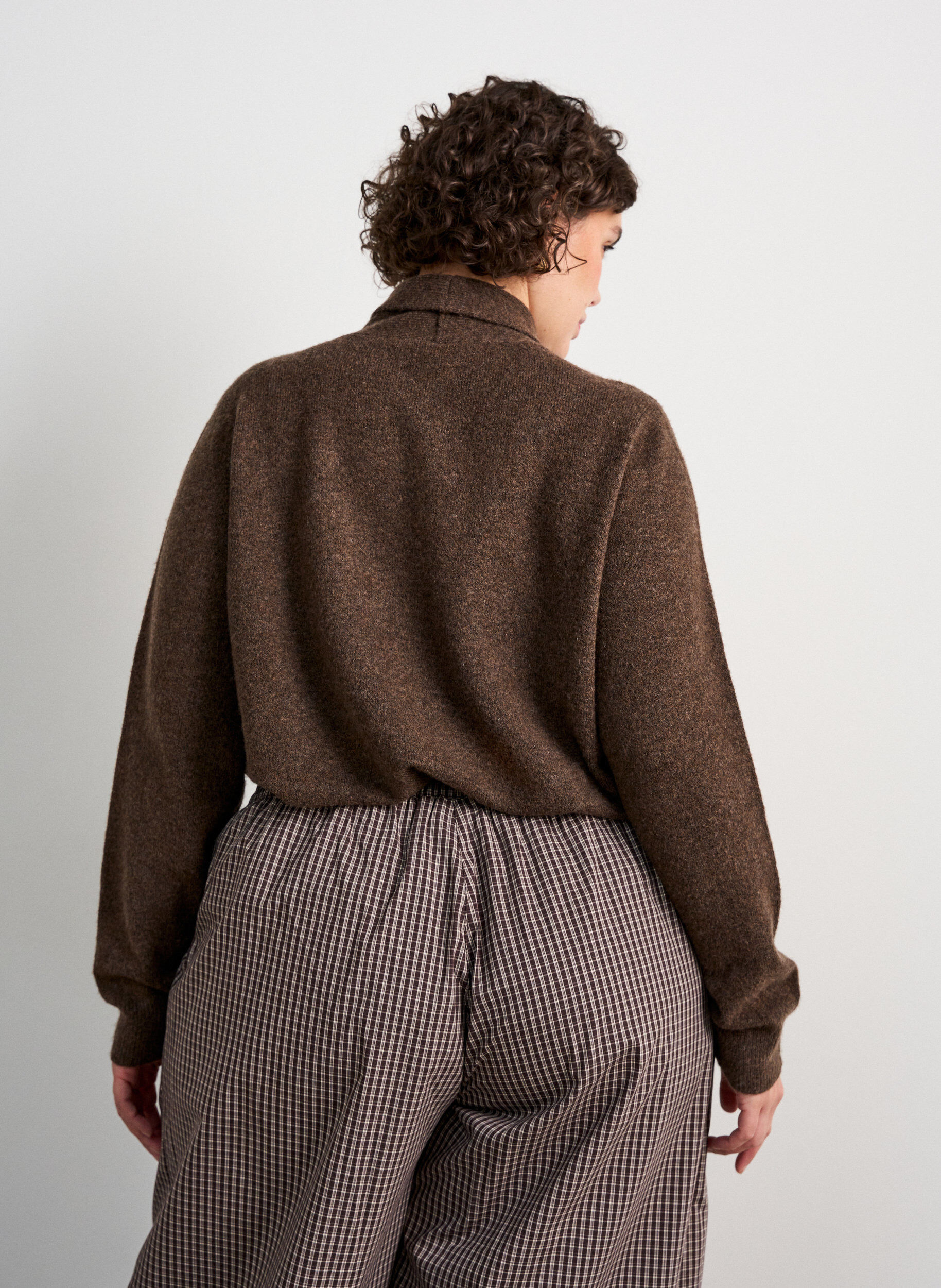 ZizzifashionCardigan with bow ties and buttons, Brown, Model image number 2