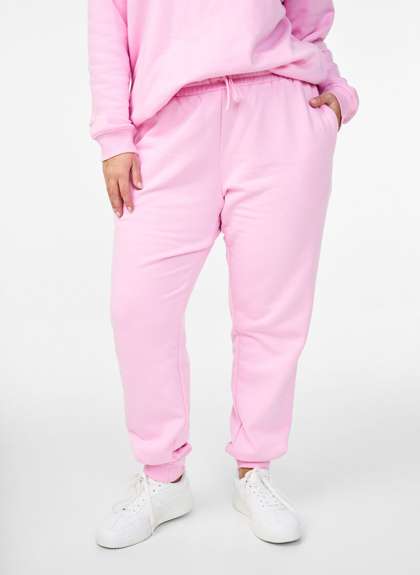 High-waisted sweatpants, Pink, Model image number 2