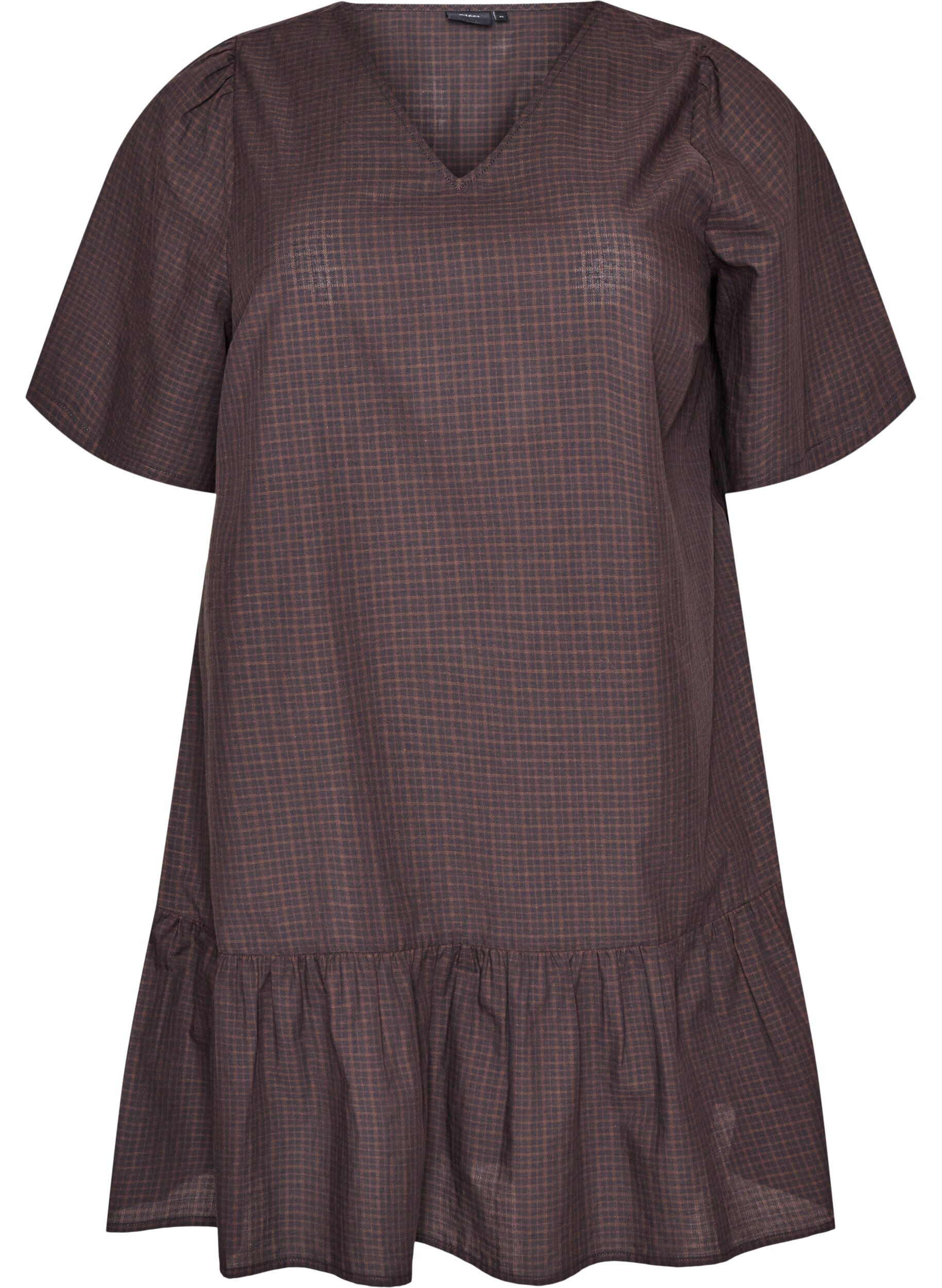 Short checked dress with ruffle hem
