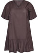 Short checked dress with ruffle hem, Brown, Packshot image number 0