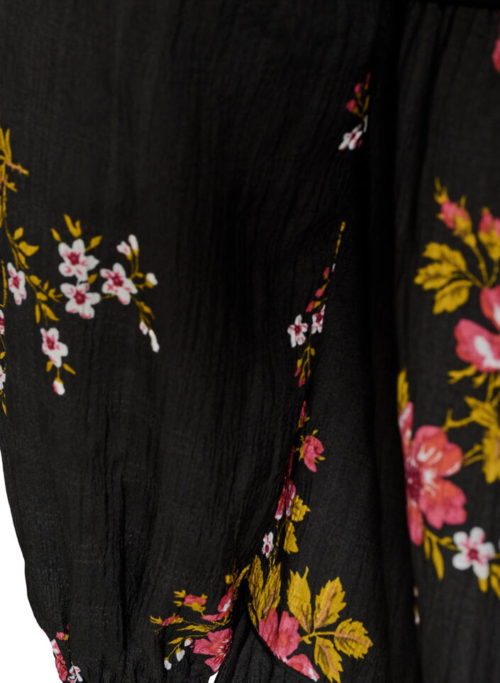 Floral print dress with tie fastening, Black, Packshot image number 3