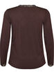 Viscose blouse with lace trim and V-neck, Brown, Packshot image number 1