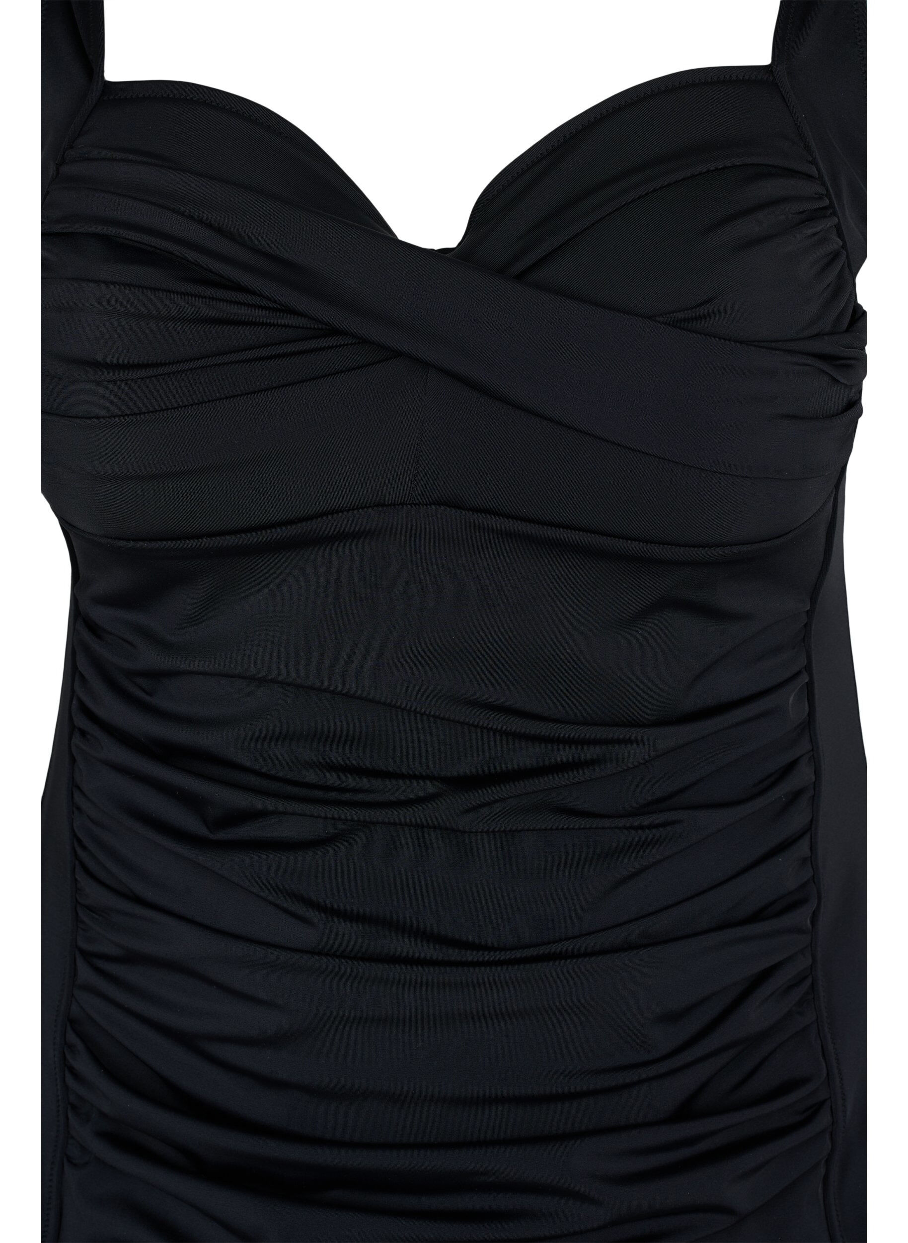 Zizzifashion Tankini with a drape front, Black, Packshot image number 2
