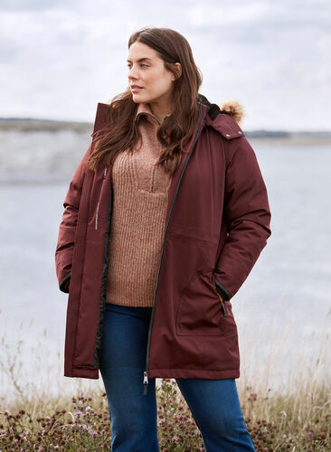 Winter jacket with zip and pockets, Fudge, Image image number 0