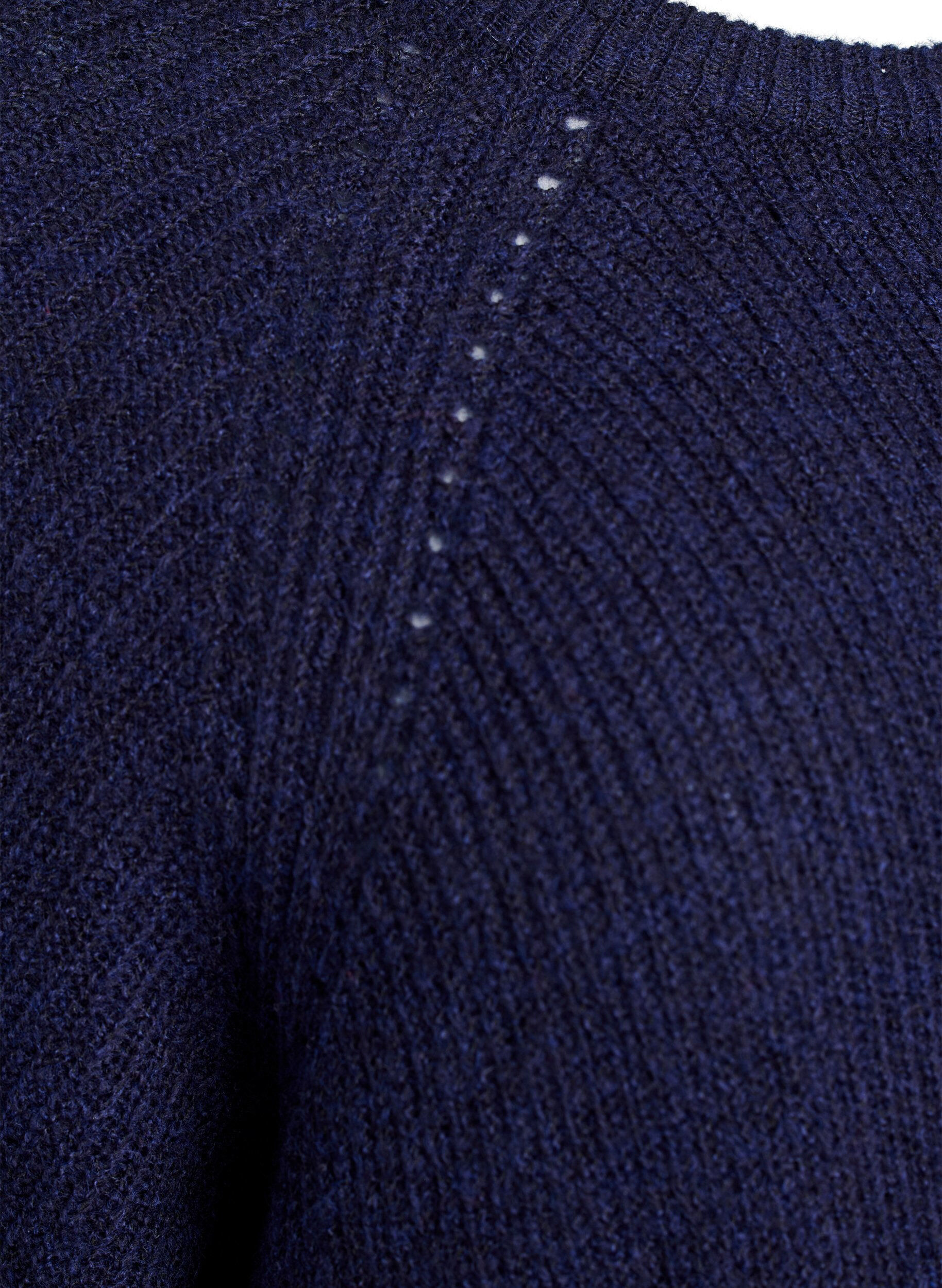 ZizzifashionRibbed jumper with 3/4 sleeves, Blue, Packshot image number 3