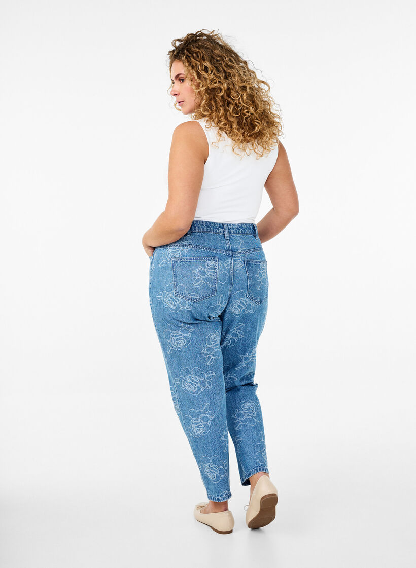 Mille jeans with a floral pattern, Light Blue, Model image number 1