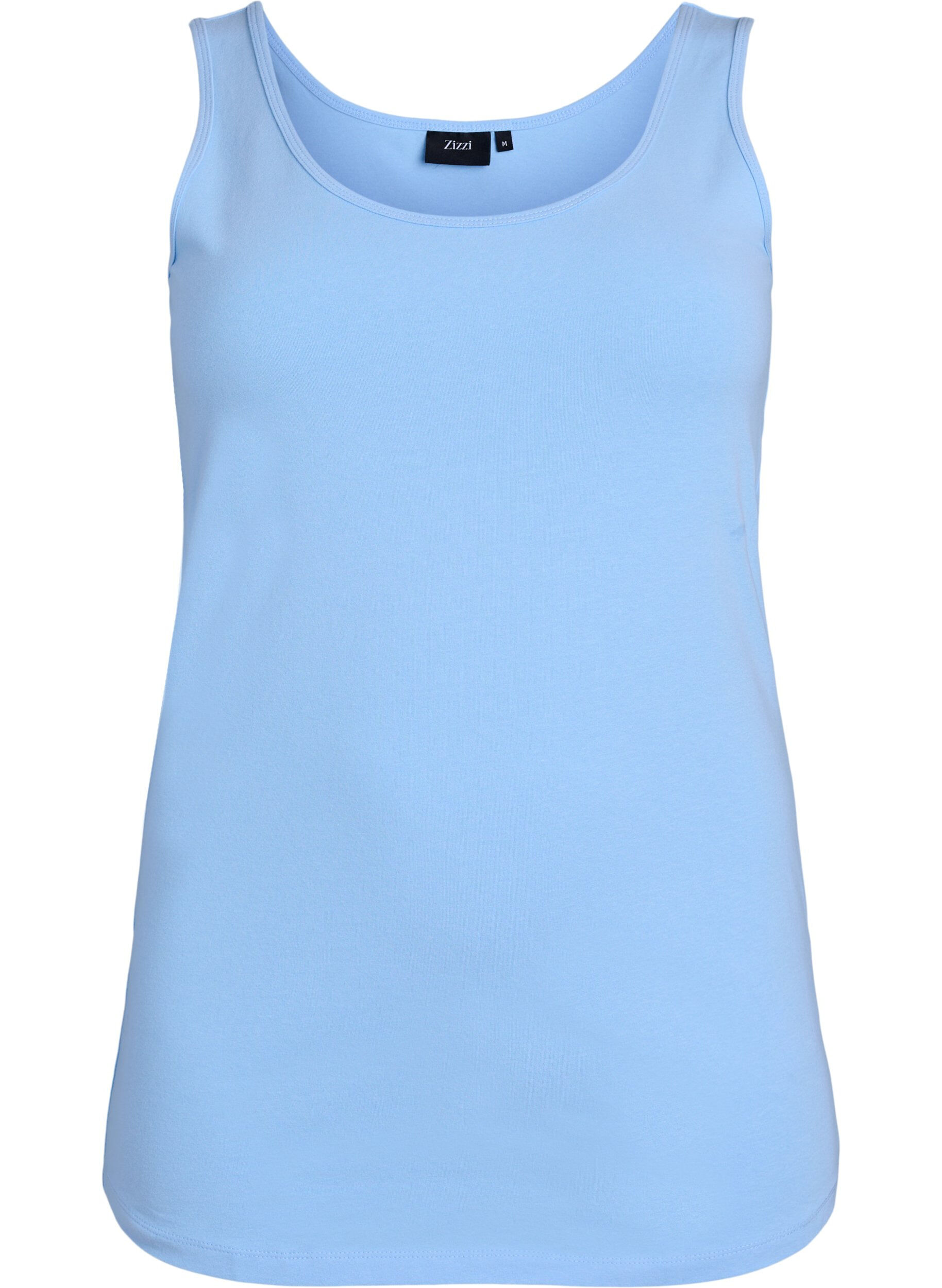 ZizzifashionSolid color basic top in cotton, Light Blue, Packshot image number 0