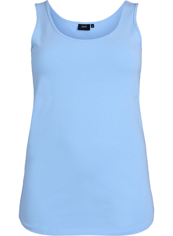Solid color basic top in cotton, Light Blue, Packshot image number 0