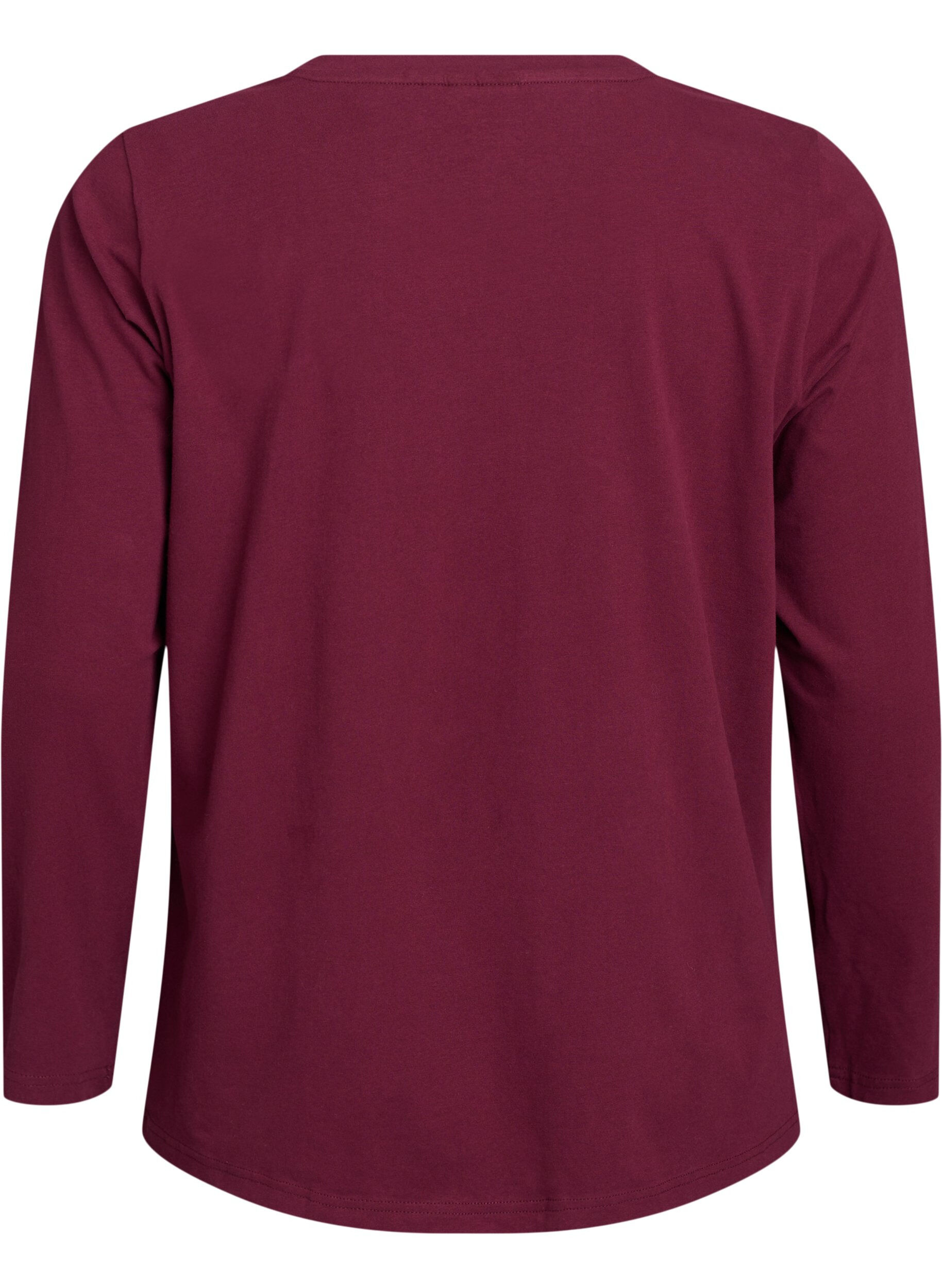ZizzifashionBasic jersey blouse with long sleeves, Dark Bordeaux, Packshot image number 1