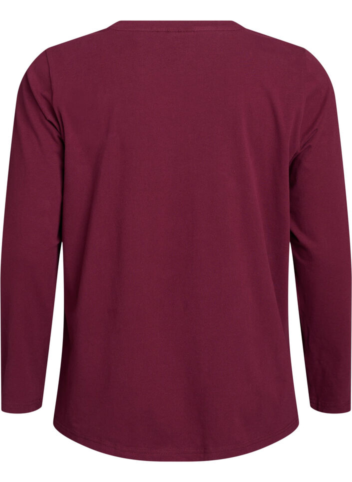 Basic jersey blouse with long sleeves, Dark Bordeaux, Packshot image number 1