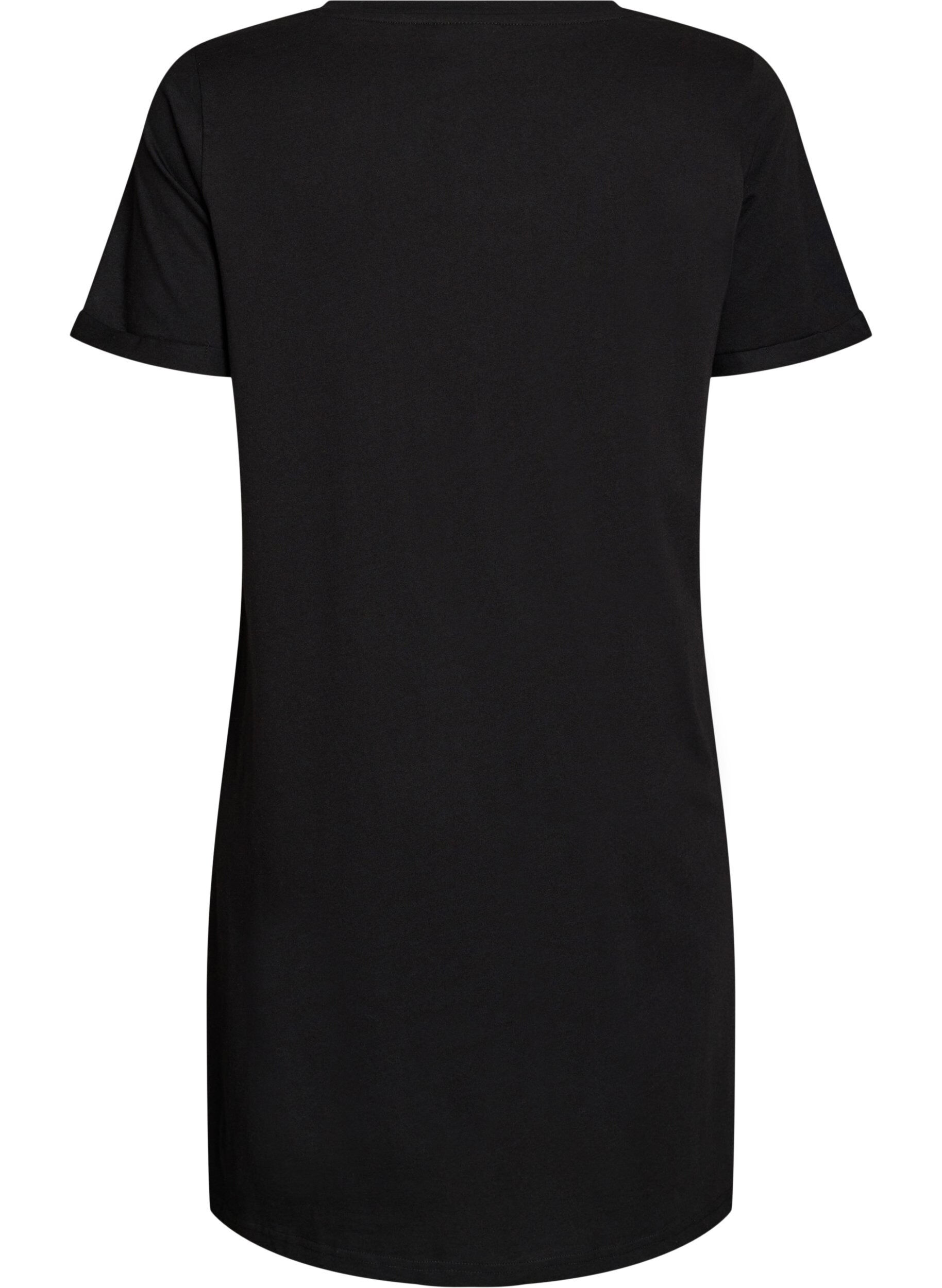Zizzifashion Short-sleeved nightgown in organic cotton, Black, Packshot image number 1