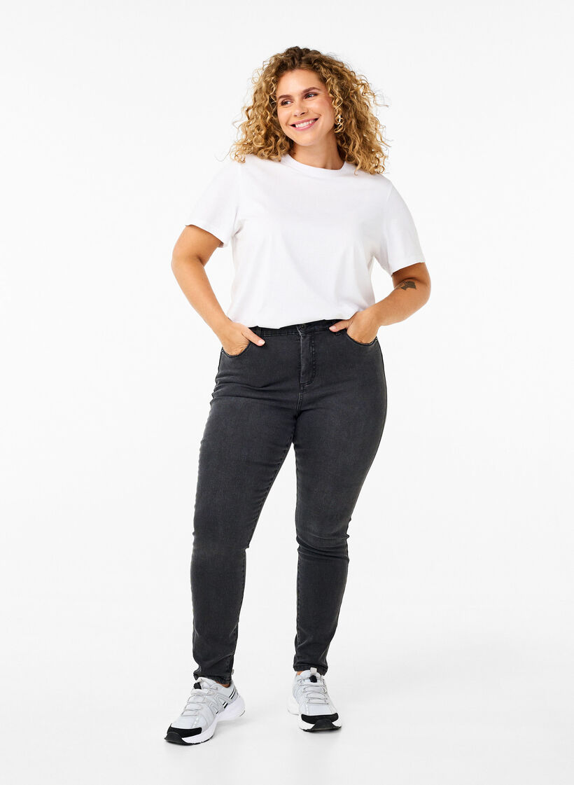 Amy jeans with a high waist and super slim fit, Dark Grey, Model image number 0
