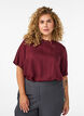 Short-sleeved blouse with diagonal button fastening, Red, Model image number 0