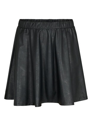 Imitated leather skirt with loose fit, Black, Packshot image number 0