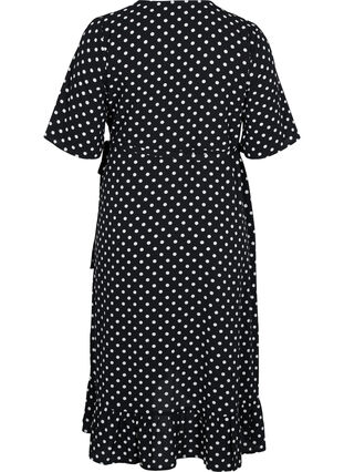 Printed short-sleeved wrap dress, Black Dot, Packshot image number 1