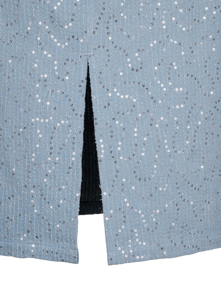 Denim skirt with slit and sequins, Light Blue Denim, Packshot image number 3