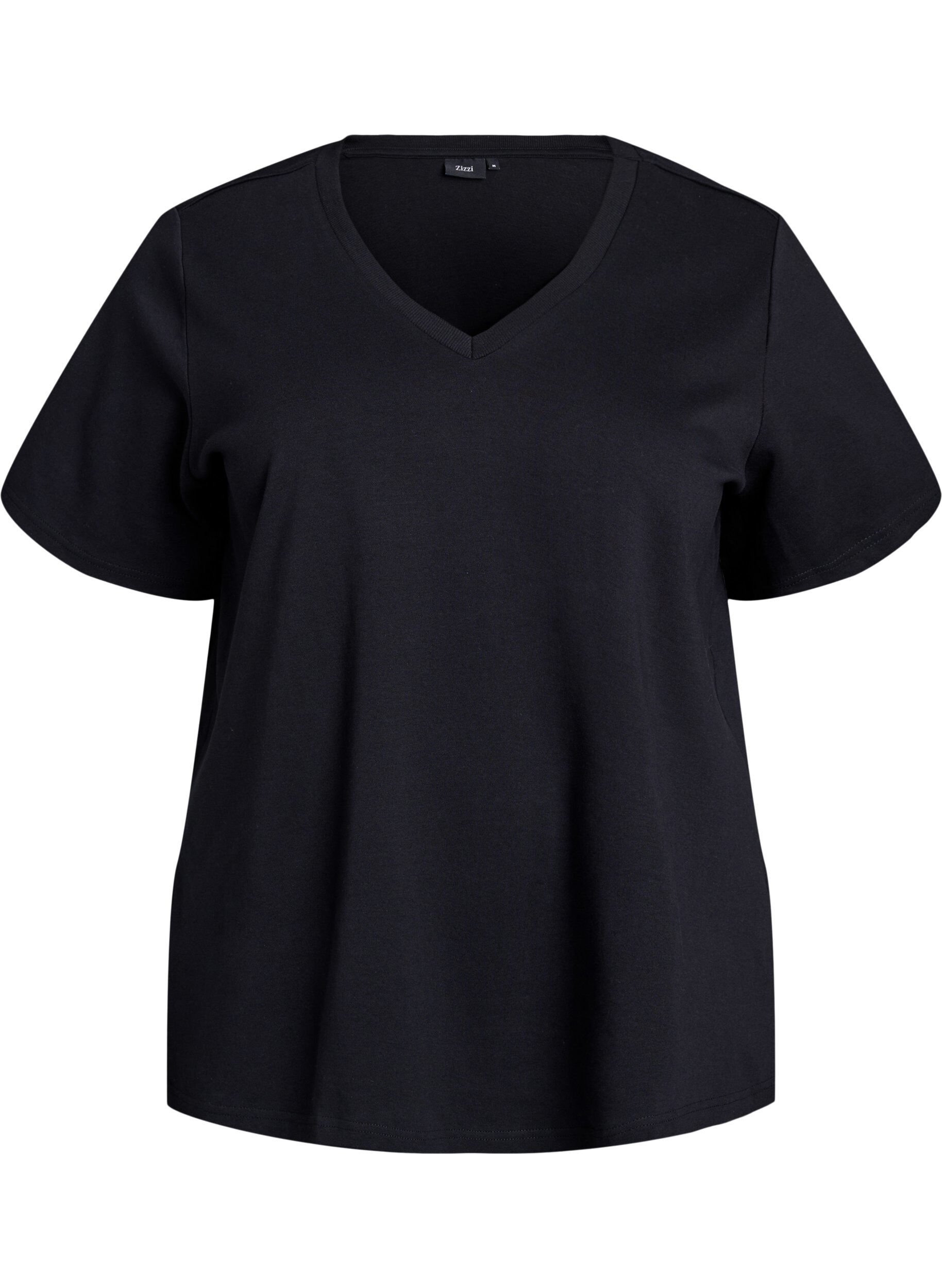 Zizzifashion Basic V-neck T-shirt in organic cotton, Black, Packshot image number 0