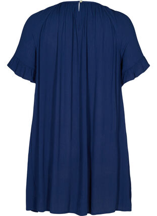 Short-sleeved viscose tunic, Medieval Blue, Packshot image number 1