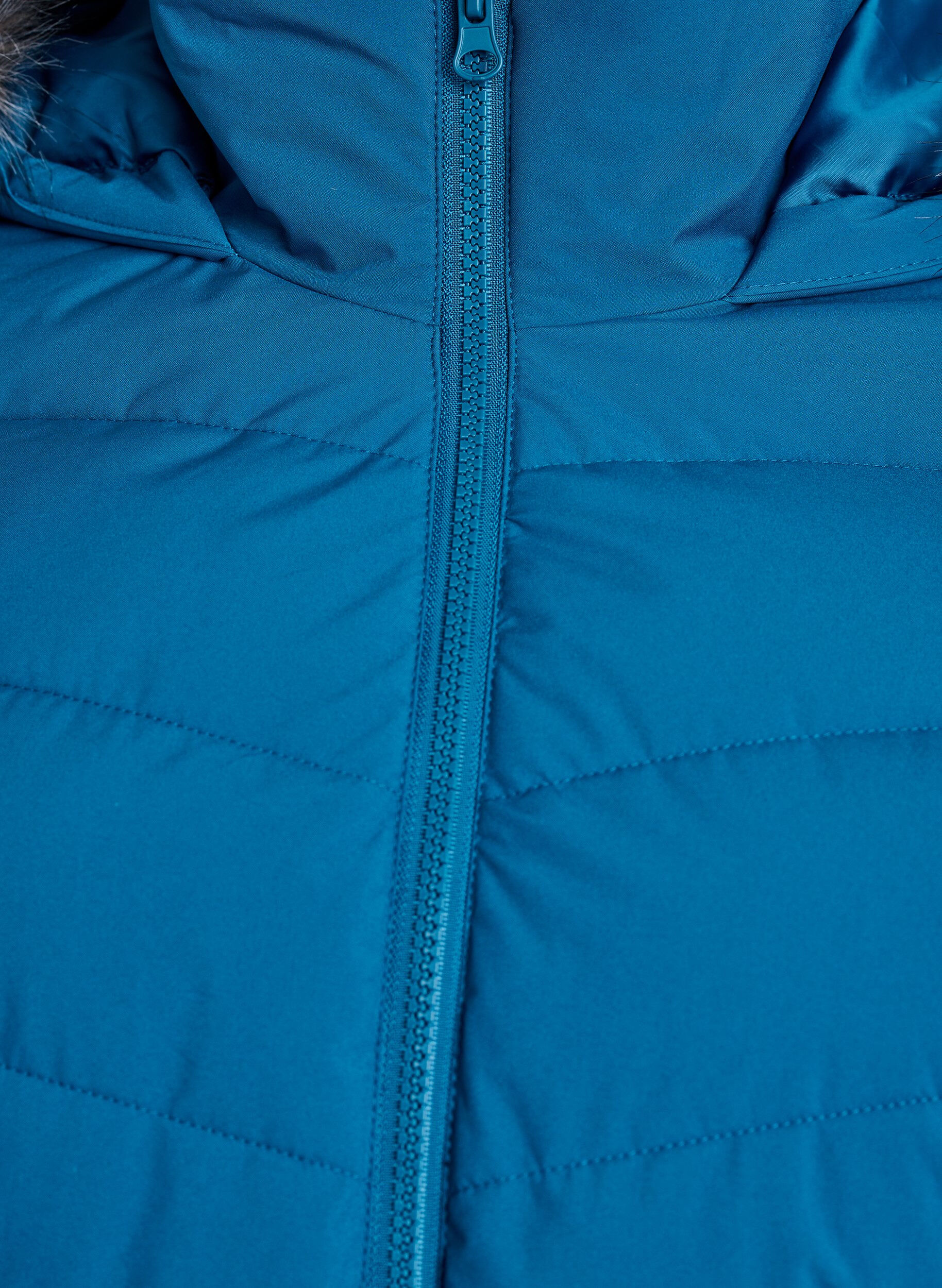 ZizzifashionShort puffer jacket with hood, Petrol, Packshot image number 2