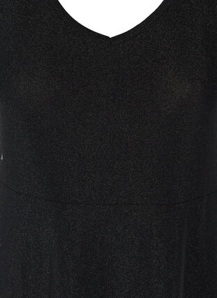 Sleeveless sparkly dress with a V-neckline, Black, Packshot image number 2