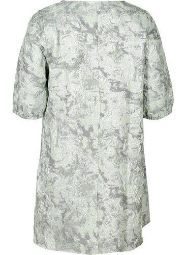 Dress with 3/ length sleeves and a textured pattern, Light Green ASS, Packshot image number 1