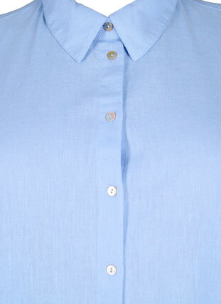 Long shirt in cotton blend with linen, Serenity, Packshot image number 2