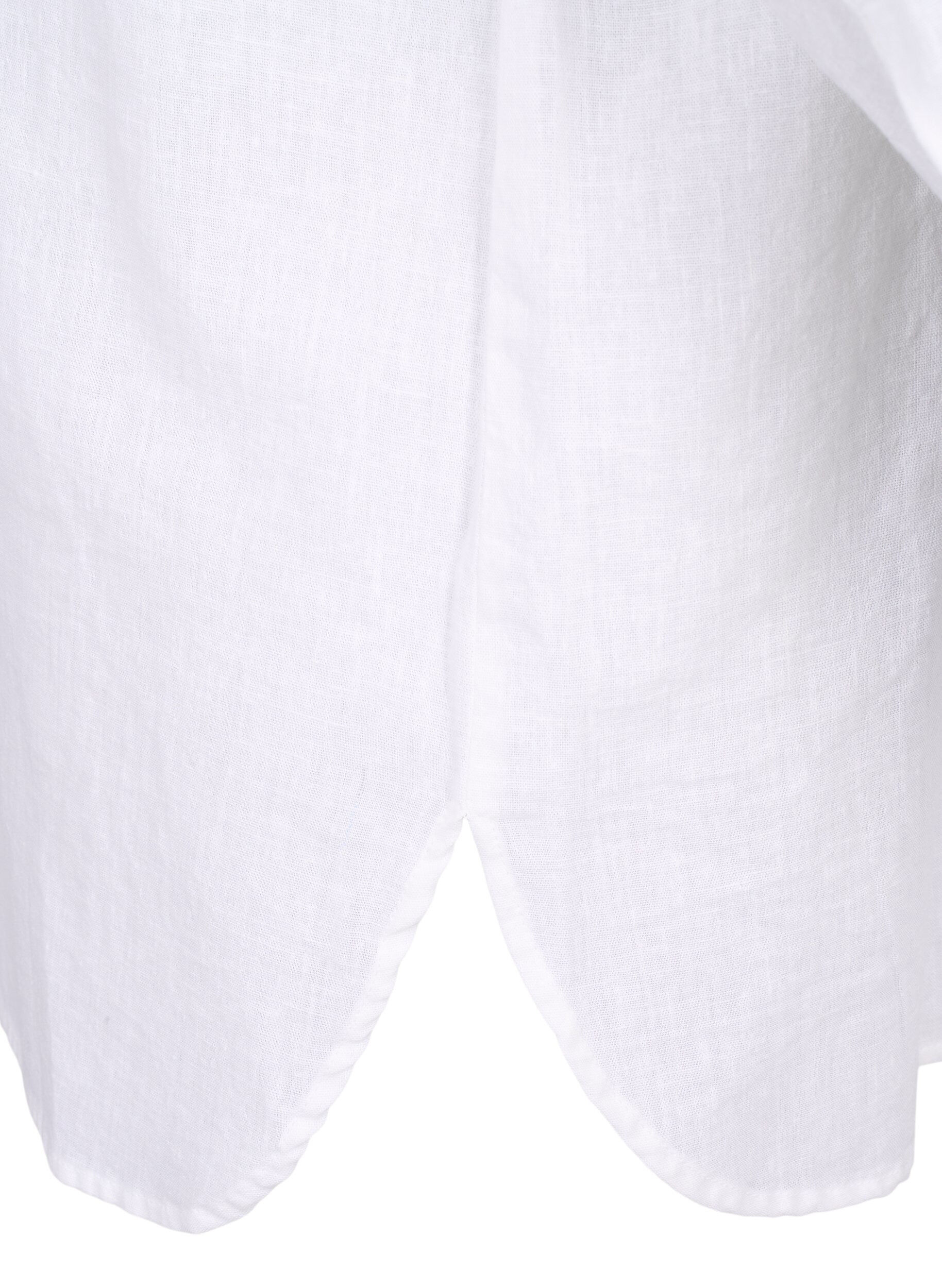 Zizzifashion Long shirt in linen and cotton, Bright White, Packshot image number 3