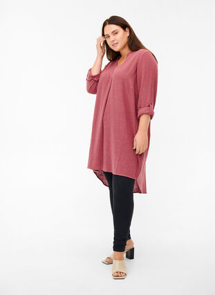 Cotton tunic with a v-neck, Wild Ginger, Model image number 2