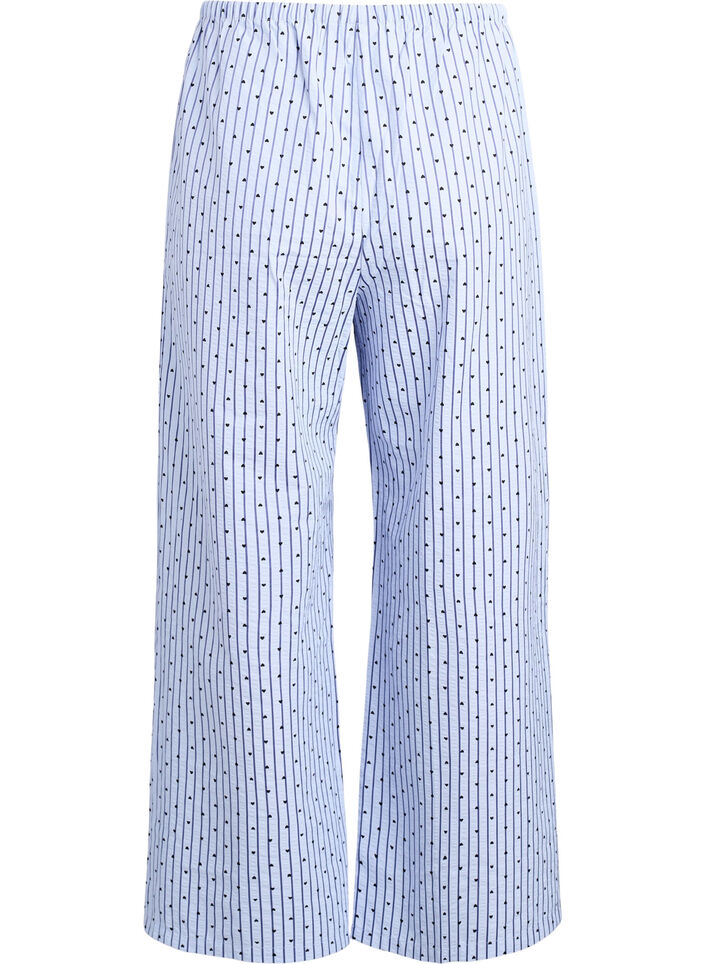 Loose seersucker pyjama trousers with high waist, Light Blue, Packshot image number 1