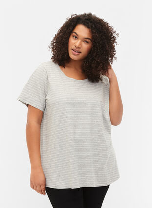 Melange cotton t-shirt, Light Grey Melange, Model image number 0