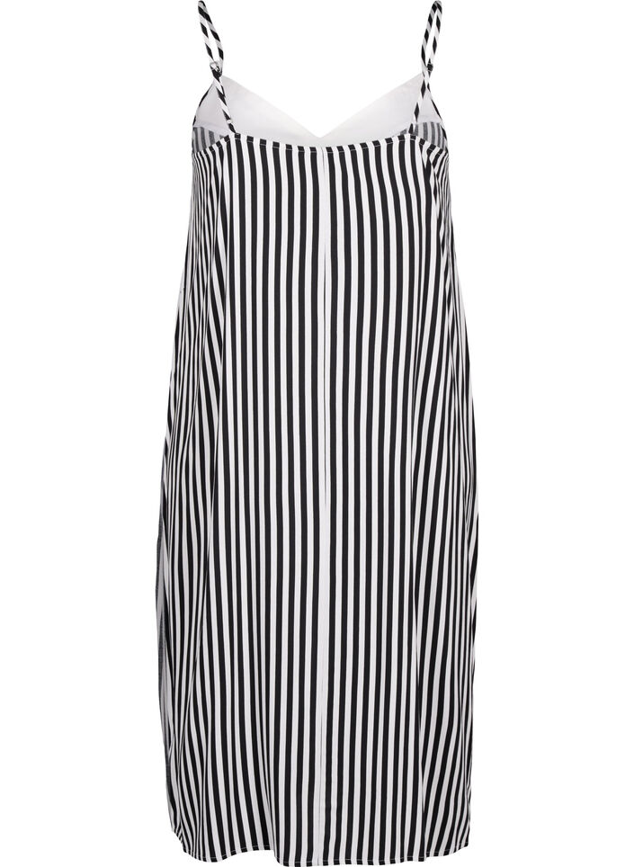 FLASH - Striped strap dress in viscose, Black White Stripe, Packshot image number 1