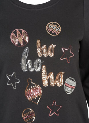 Christmas sweatshirt with sequins, Black, Packshot image number 2