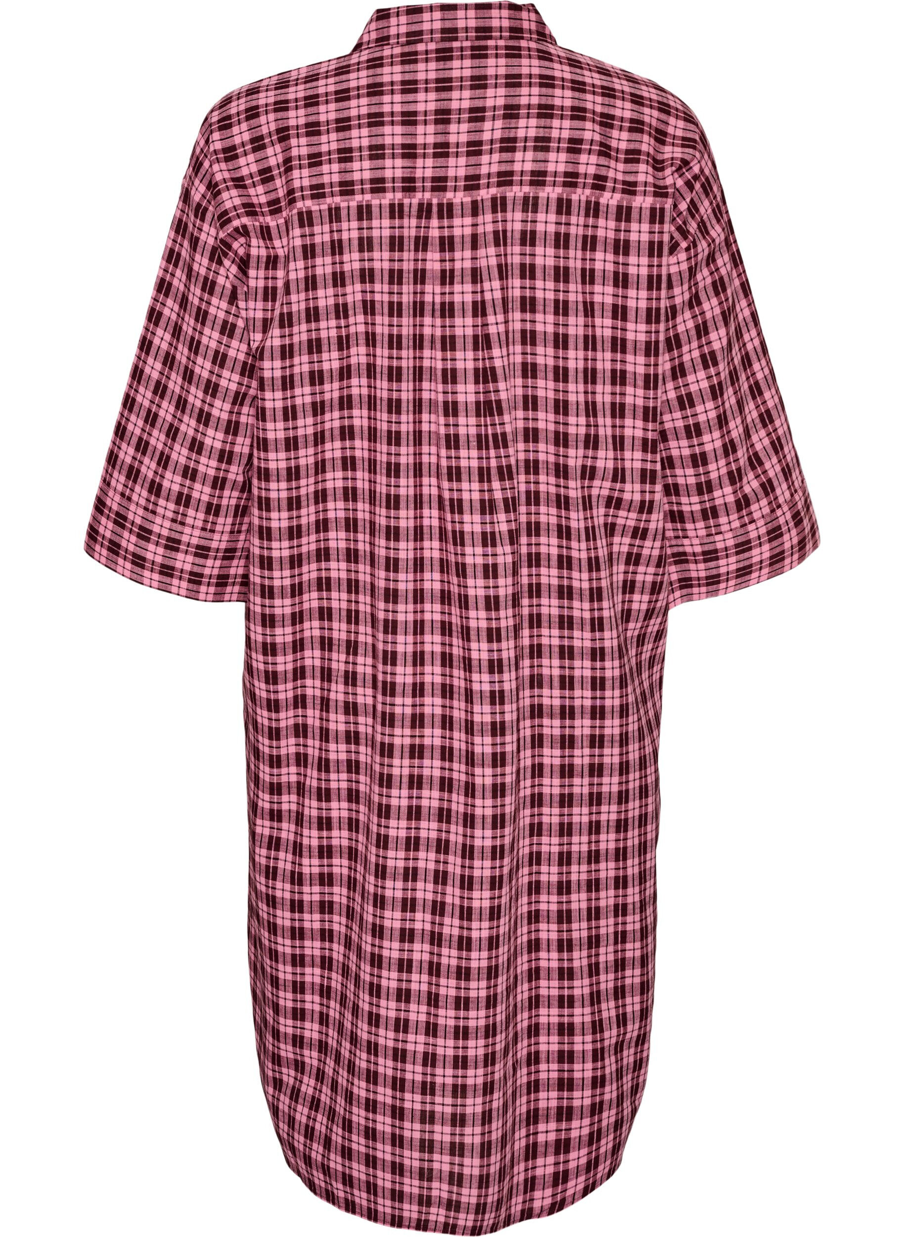 ZizzifashionLong checked shirt with 3/4 sleeves, Pink, Packshot image number 1