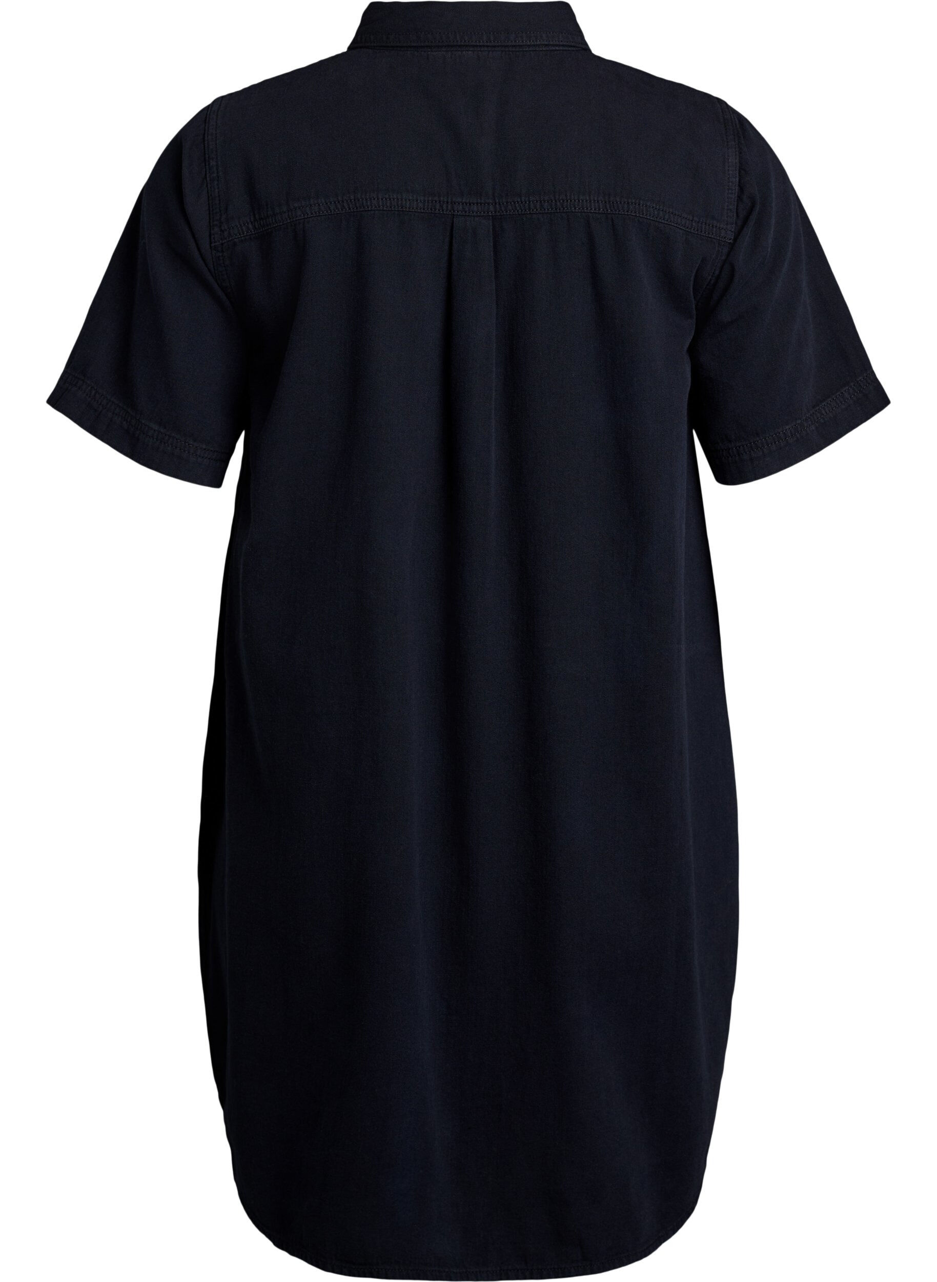 Zizzifashion Denim shirt dress with short sleeves, Black, Packshot image number 1