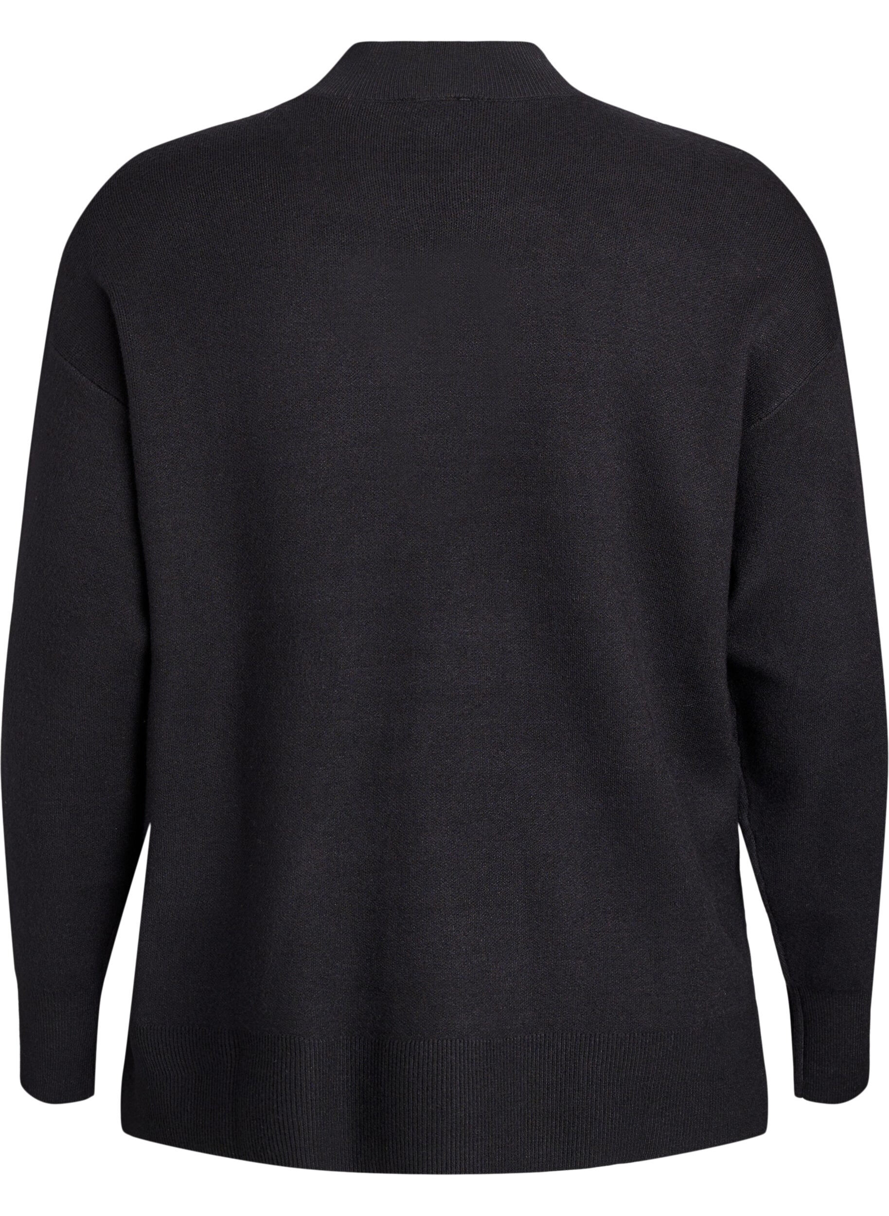 Zizzifashion Knit blouse with high neck, Black, Packshot image number 1