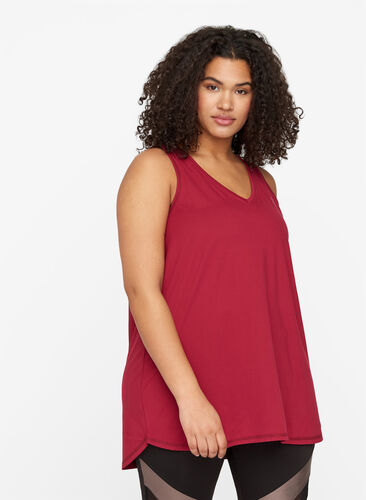 Sports top with V-neck, Beet Red, Model image number 0