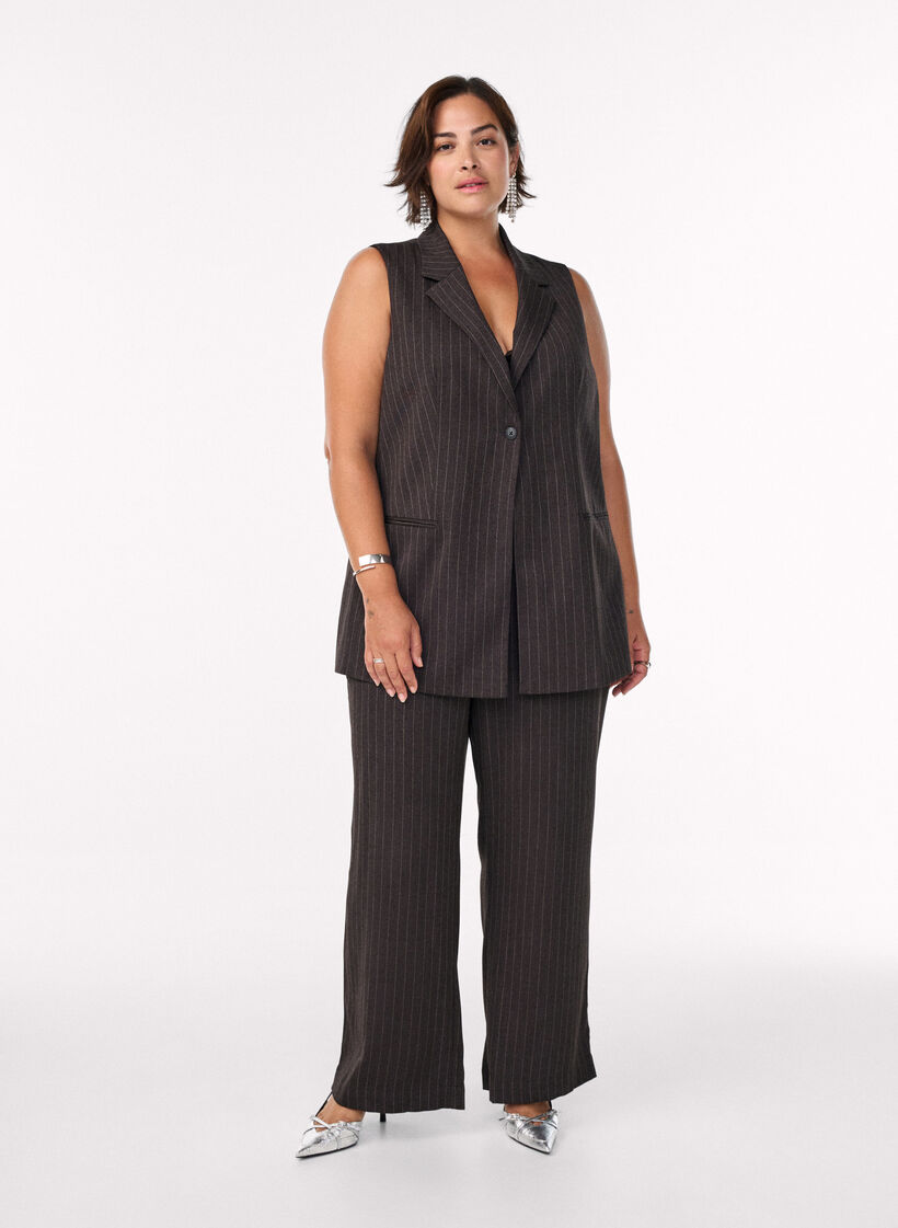 Wide-leg trousers with a high waist, Brown, Model image number 0