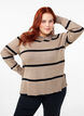 Knitted viscose blouse with stripes, Grey, Model image number 0