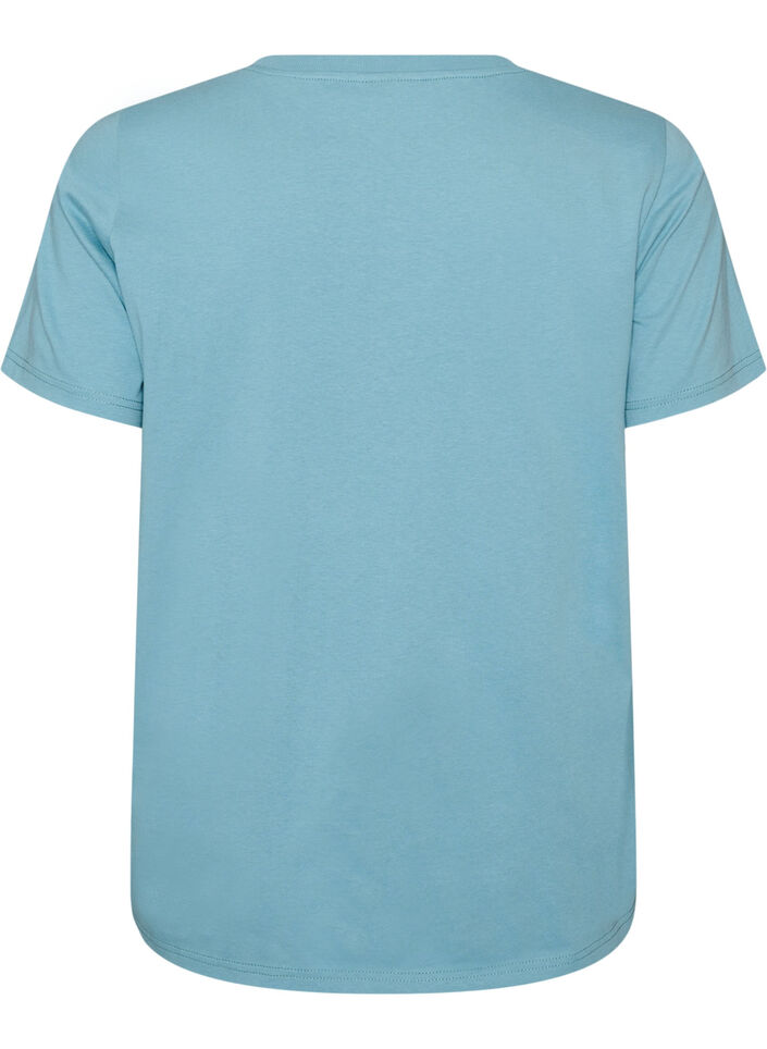 Cotton T-shirt with print, Blue, Packshot image number 1