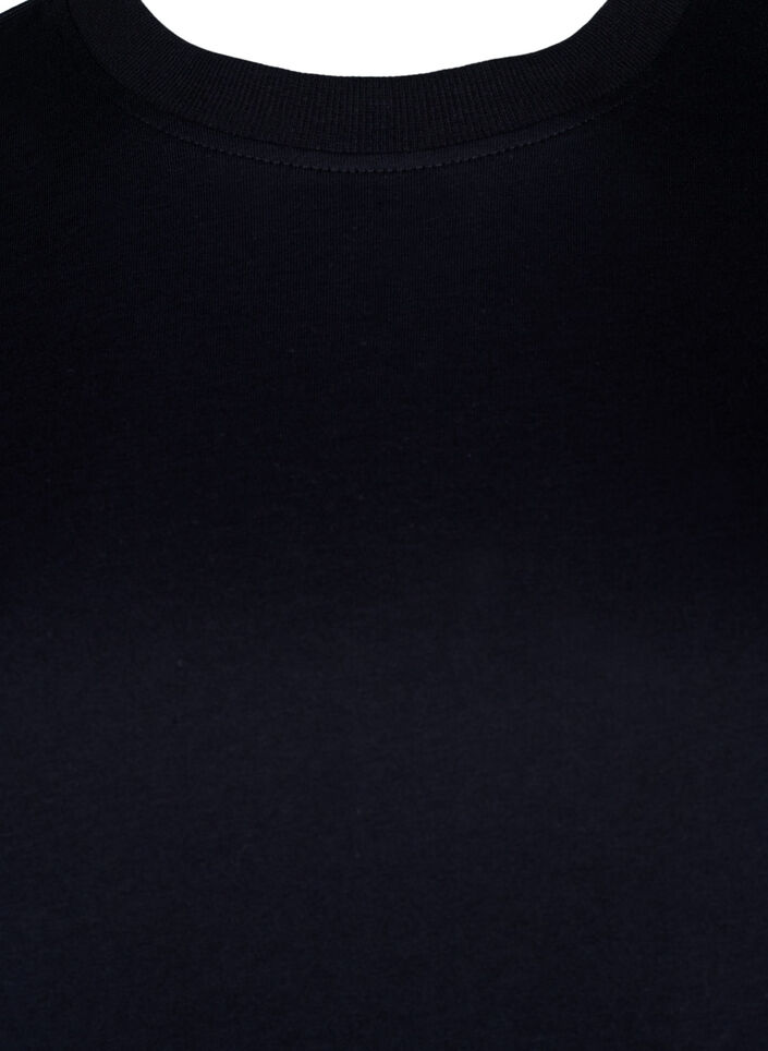 Basic cotton T-shirt with round neck, Black, Packshot image number 2