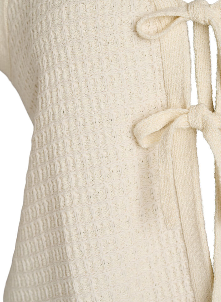 Textured knit vest with tie-belt, Vanilla, Packshot image number 2