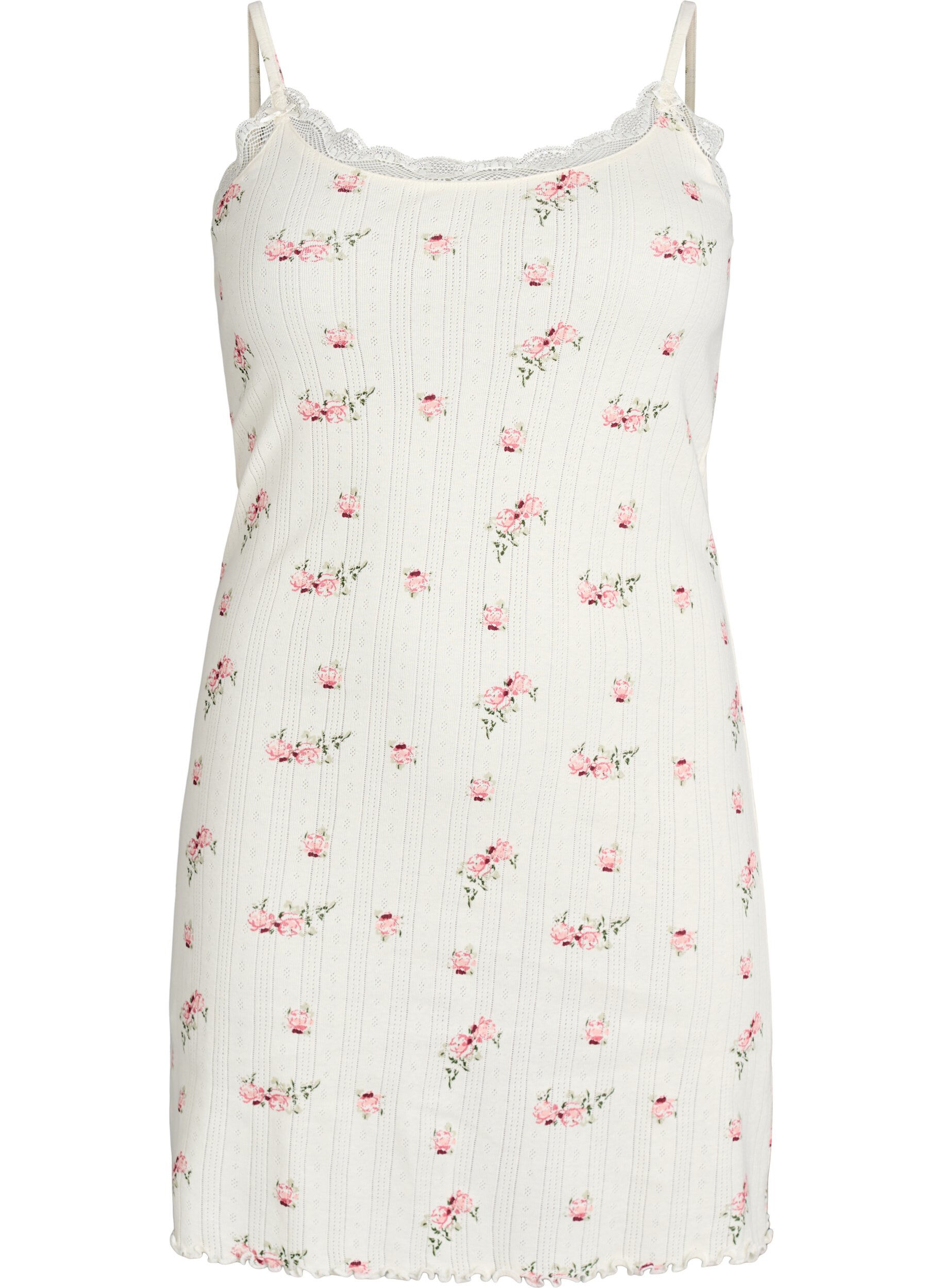 Nightgown with thin straps and textured pattern