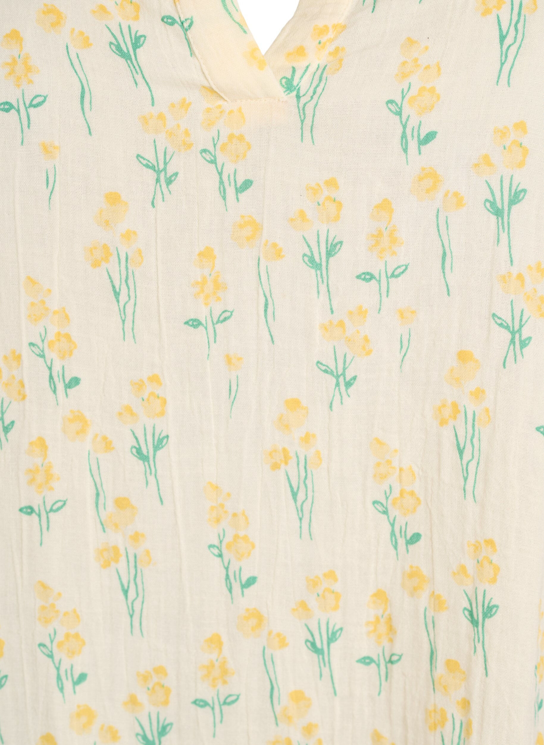 Zizzifashion Short A-line dress in cotton muslin, Yellow, Packshot image number 2