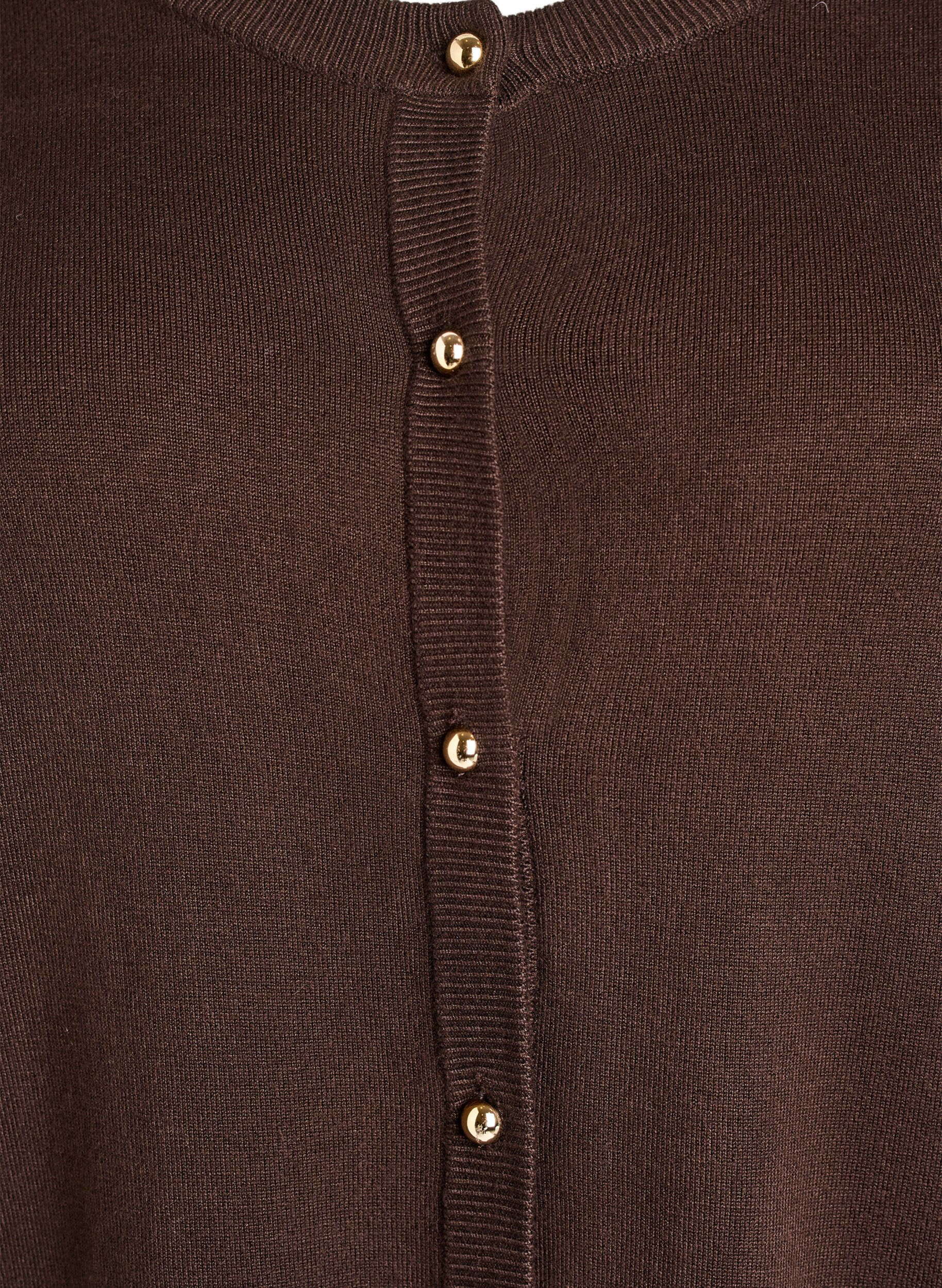 Zizzifashion Fine-knit cardigan with ball buttons, Brown, Packshot image number 2