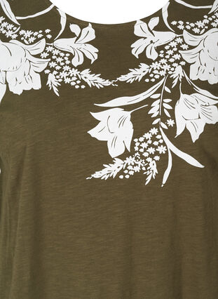 T-shirt with print, Ivy green w. White, Packshot image number 2