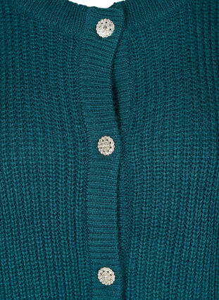 Short rib-knit cardigan with button fastening, Reflecting Pond, Packshot image number 2