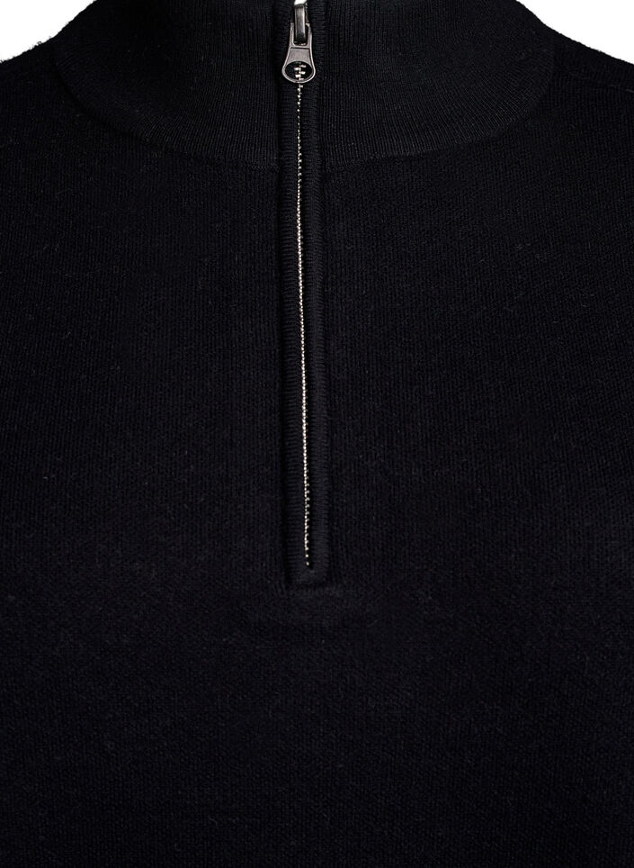 Knit dress with high neck and zipper, Black, Packshot image number 2