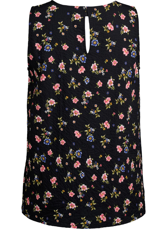 Sleeveless top with texture, Black, Packshot image number 1