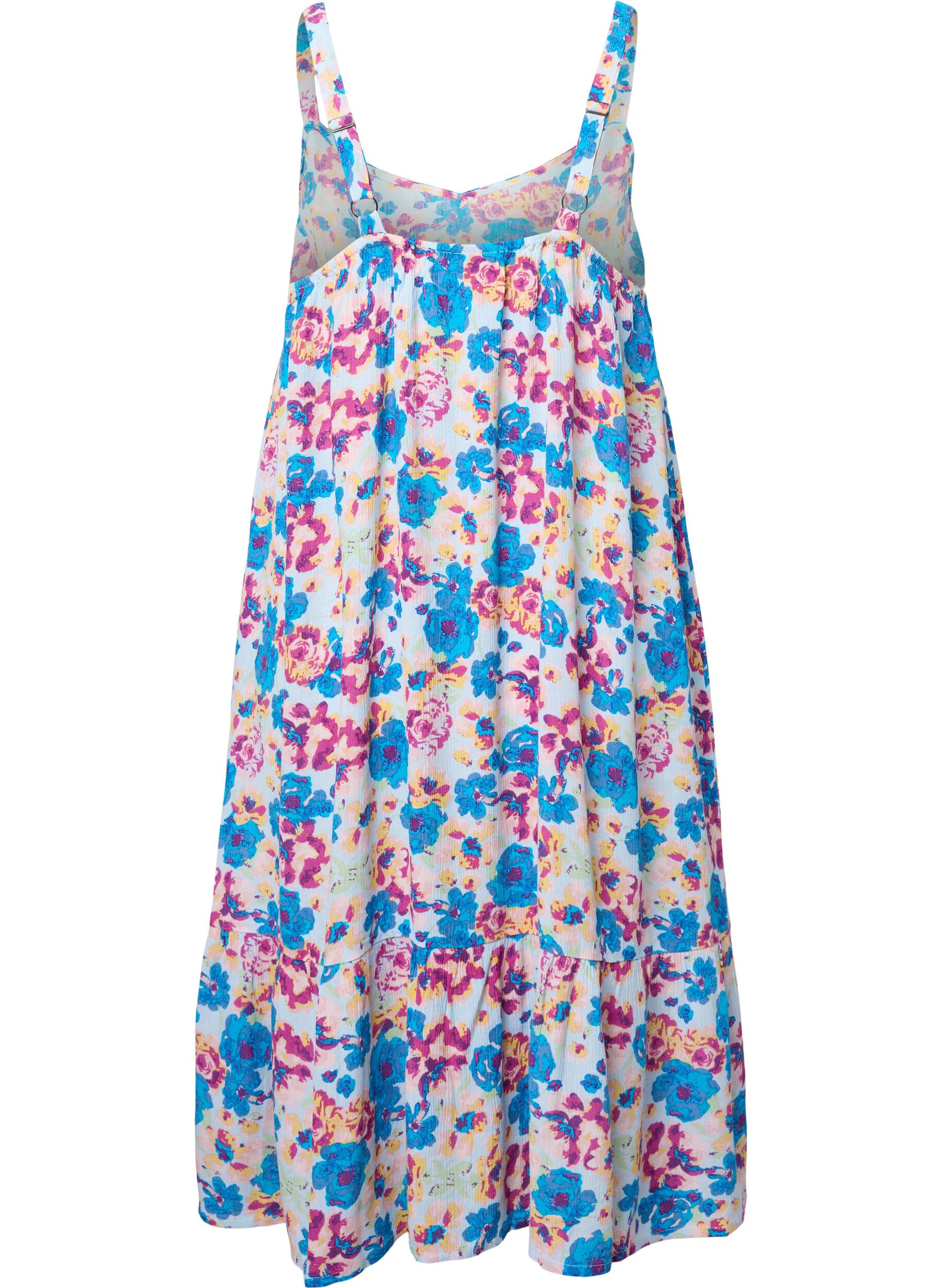 Zizzifashion Viscose summer dress with straps, Multi Flower AOP, Packshot image number 1