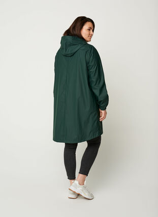 Hooded raincoat with taped seams, Darkest Spruce, Model image number 1
